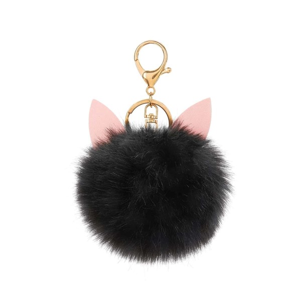 

Pom Pom Keychain With Ear, Black