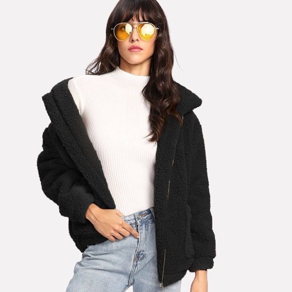 

Dual Pocket Faux Fur Jacket