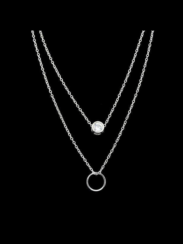 

Silver Simple Pendant Multi-Layer Necklace
