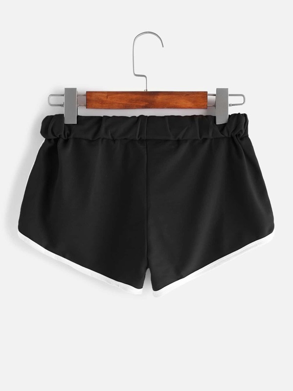 

Black Contrast Trim Drawstring Shorts