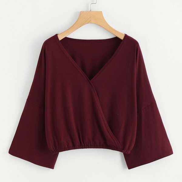 

Surplice Neckline Bell Sleeve Crop Tee