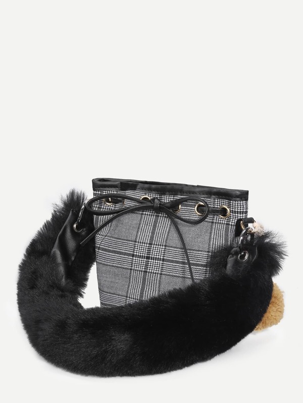 Short Faux Fur Bag Strap Shein Sheinside