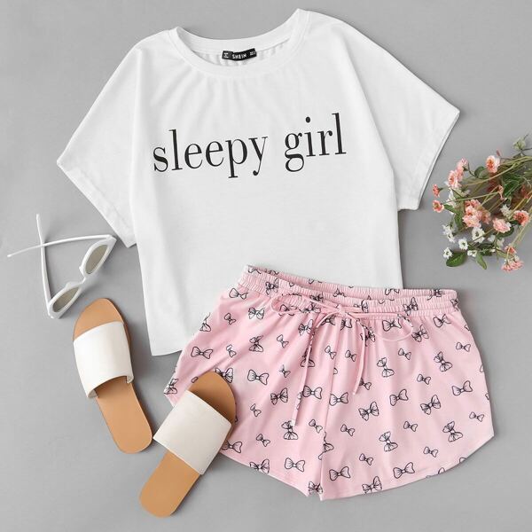 

Graphic Tank Top And Shorts PJ Set