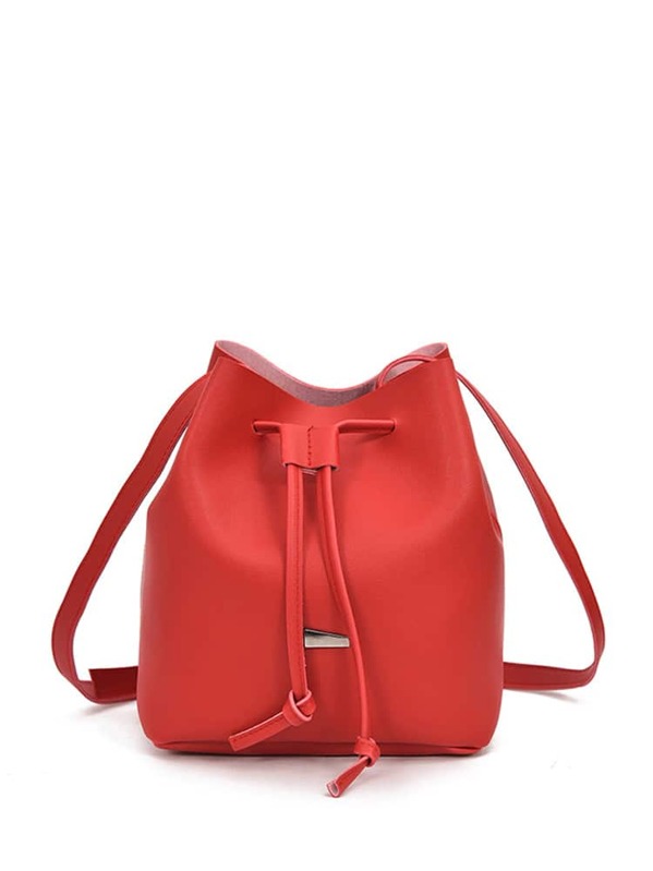 

Drawstring Bucket Bag, Red
