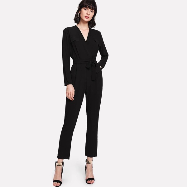 

V Neckline Self Tie Waist Jumpsuit