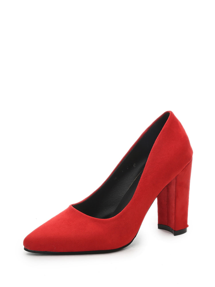 

Pointed Toe Chunky Heels, Red