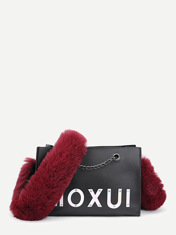 Faux Fur Bag Strap Shein Sheinside