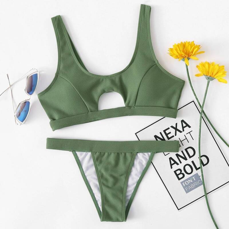 

Cut Out Bikini Set, Army green