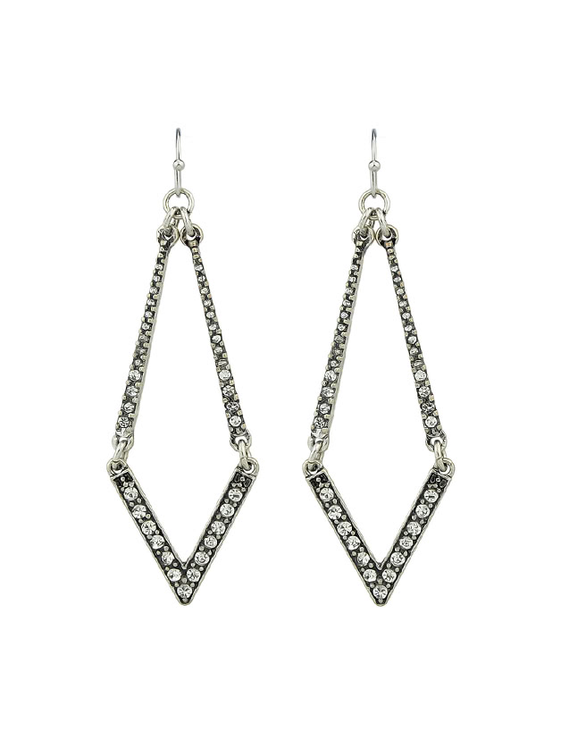 

Rhinestone Geometric Party Big Hanging Earrings, Silver