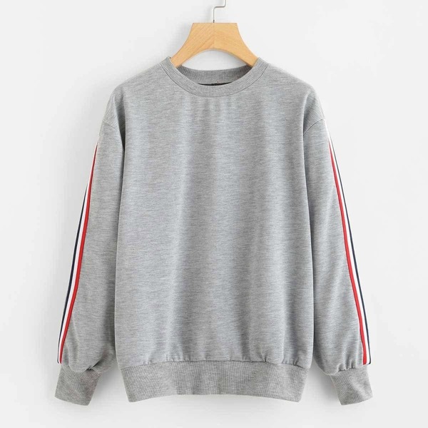 

Stripe Tape Detail Pullover, Grey
