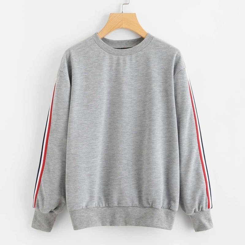 

Stripe Tape Detail Pullover, Grey