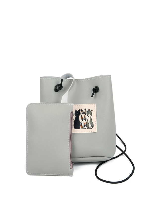 Sac A Bandouliere En Pu A Motif De Chat Avec Sac A Main Romwe