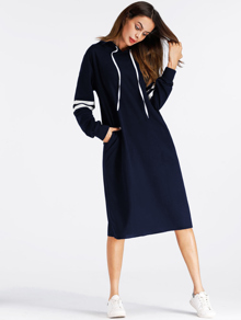 Varsity Striped Hoodie Dress