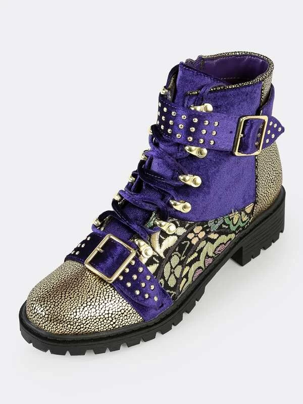 purple and gold boots