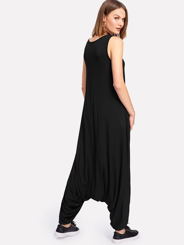 shein drop crotch jersey jumpsuit