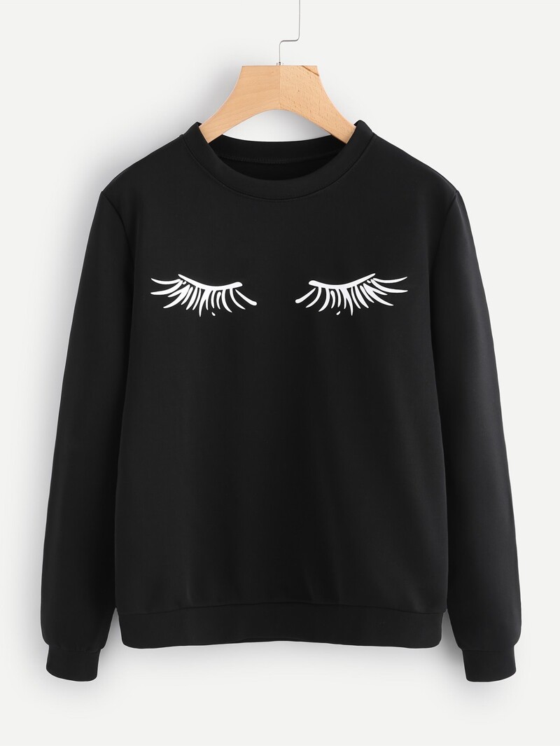 

Eyelash Print Pullover, Black