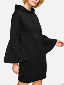 Flounce Sleeve Hoodie Dress