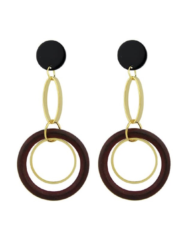 

Red Circle Colorful Resin Party Big Hanging Earrings For Women