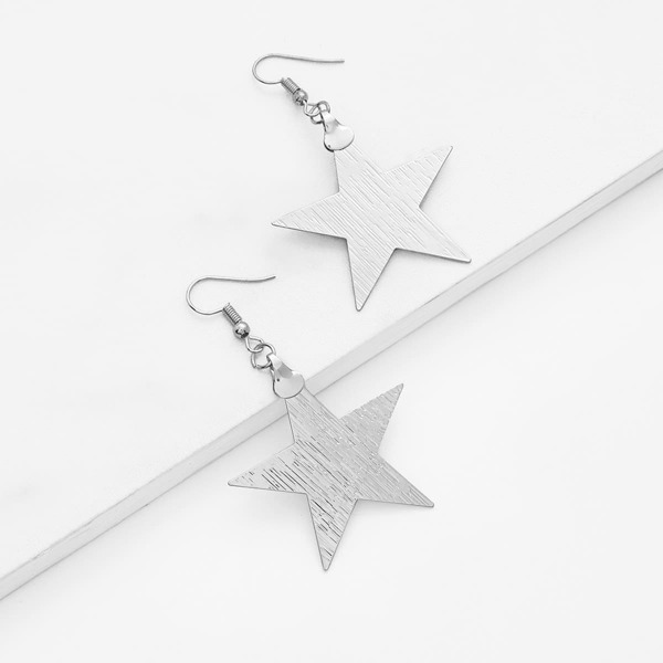 

Star Design Drop Earrings 1pair, Silver