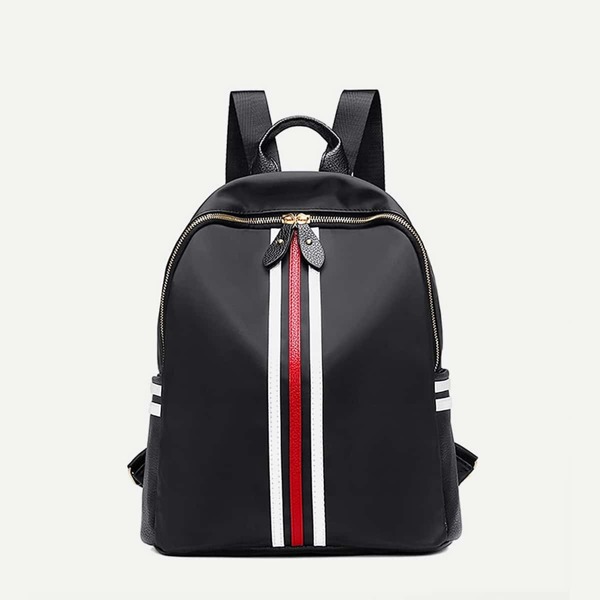 

Zip Around Striped Backpack, Black