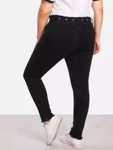Jeans con bajo deshilachado - Negro - Ver 2