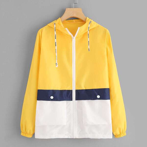 

Color Block Hooded Zip Up Jacket