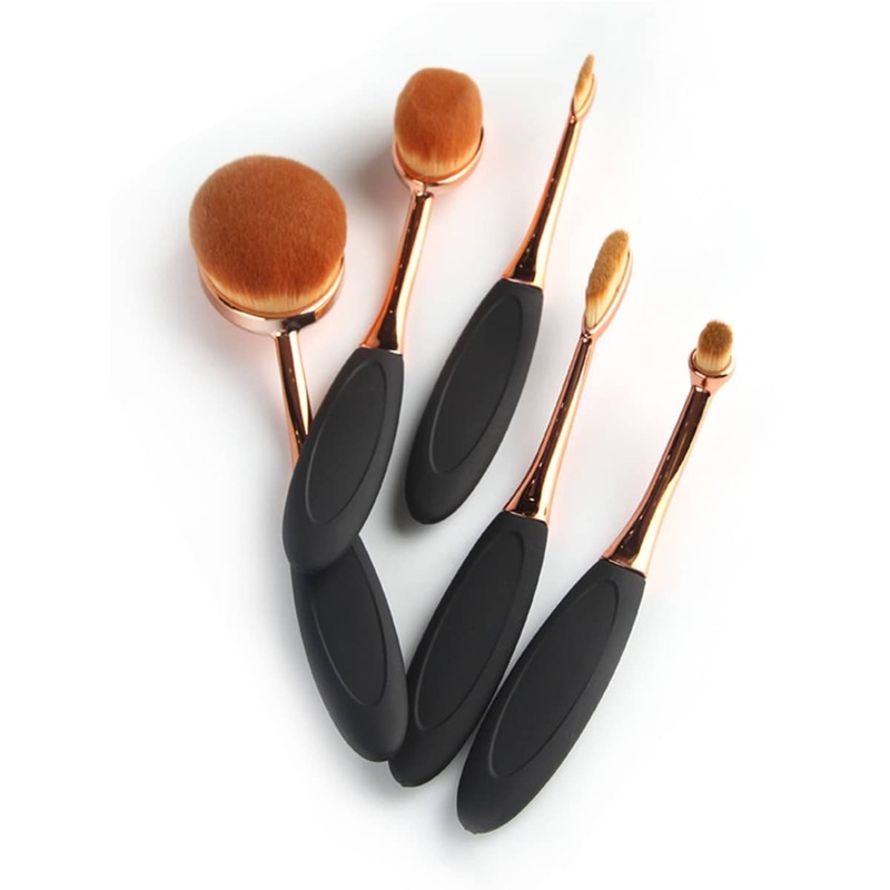 

Oval Makeup Brush Set 5pcs, Black