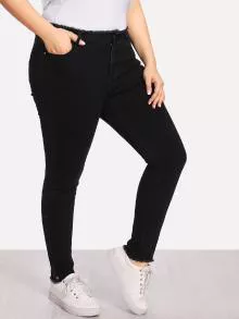 Jeans con bajo deshilachado - Negro - Ver 3