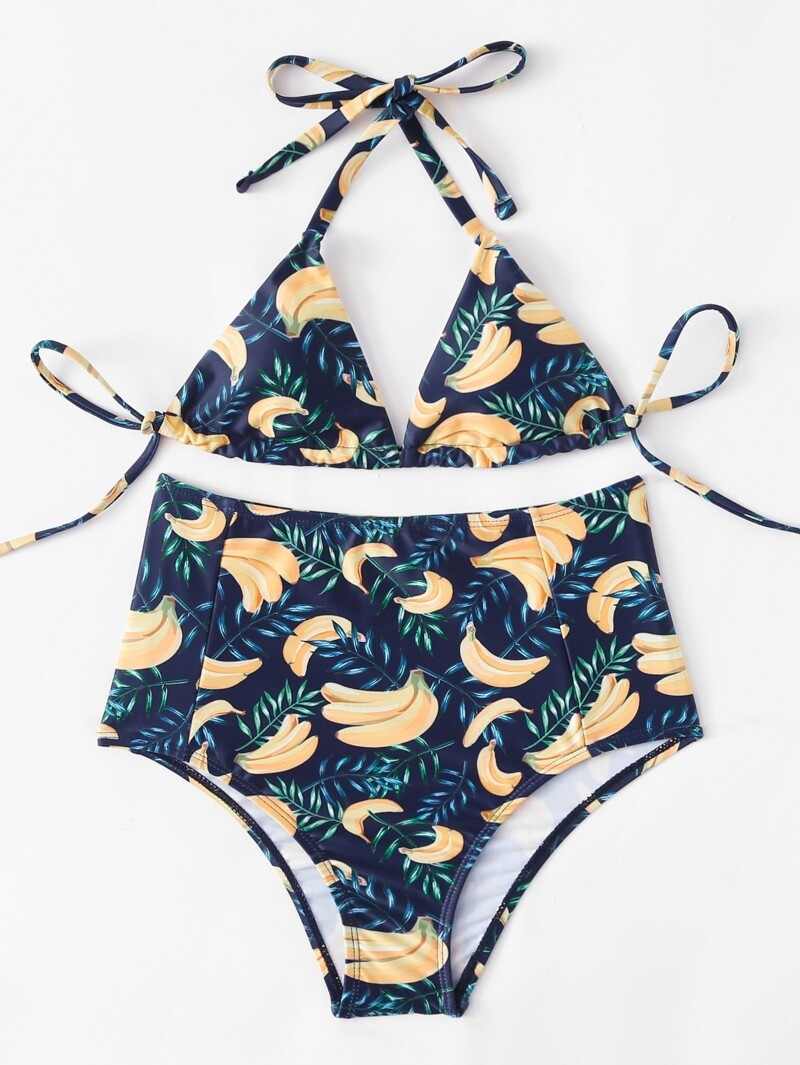 

Fruit Print High Waist Bikini Set, Multicolor