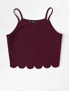 SHEIN Privé Top corto de tirantes con bajo festoneado - Burdeos - Ver 3