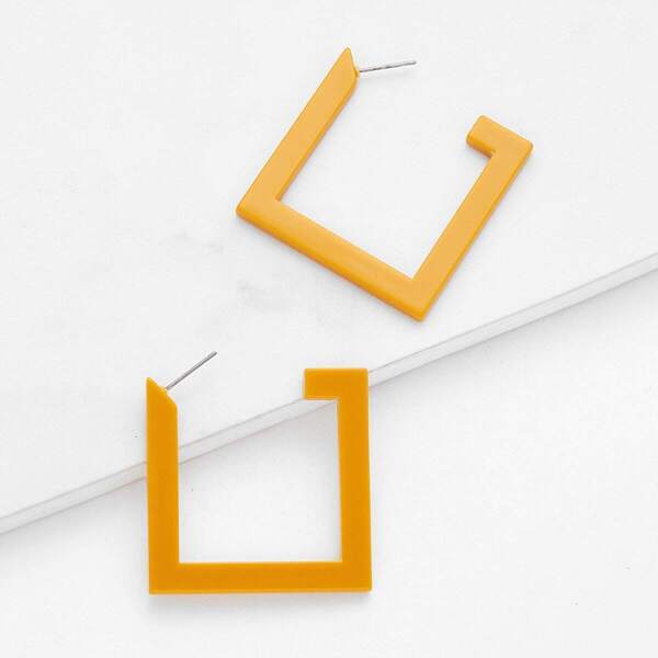 

Geometric Design Drop Earrings 1pair, Yellow