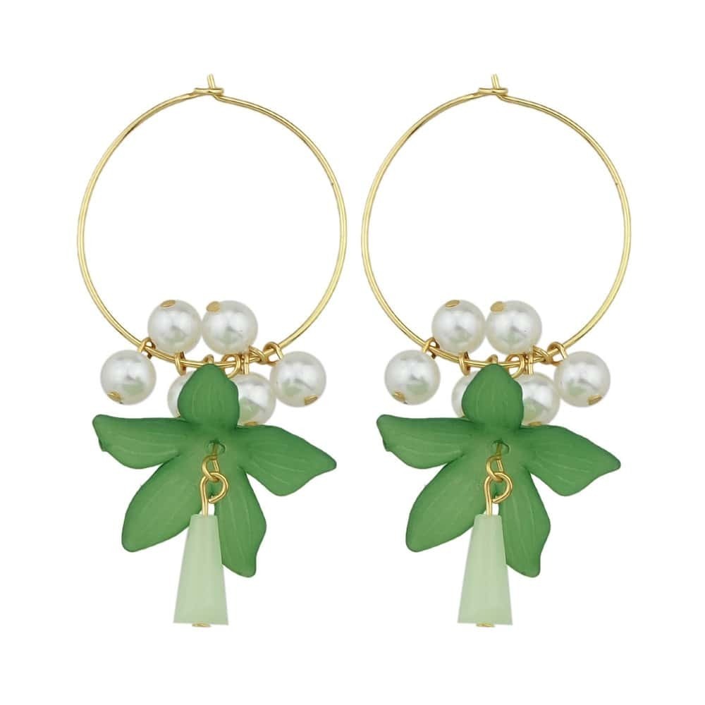 

Green Art Wind Tea Flowers Earrings, Multicolor