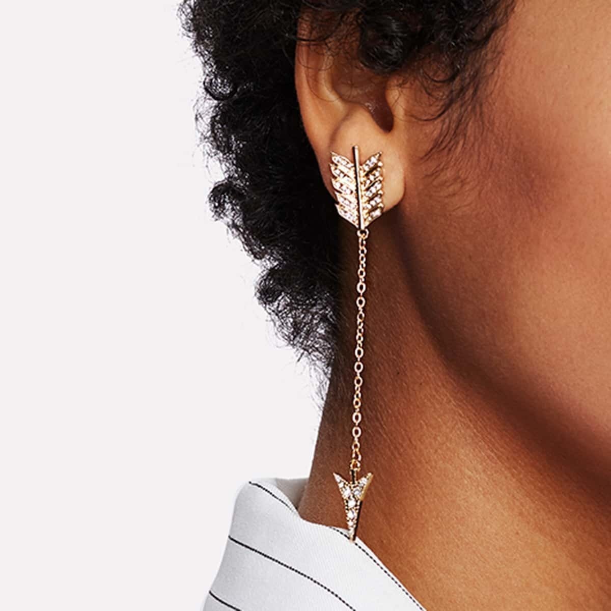 

Rhinestone Arrow Design Drop Earrings 1pair, Gold