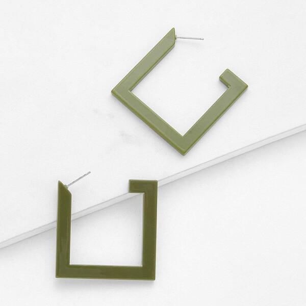 

Geometric Design Drop Earrings 1pair, Green