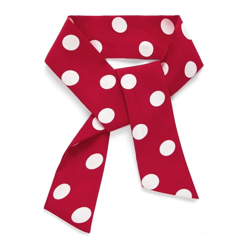 

Polka Dot Skinny Scarf, Red