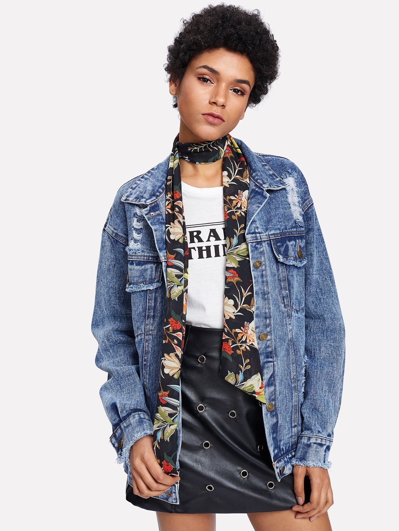 flower print skinny scarf