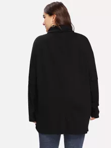 Tops Plus Size màu trơn màu đen Casual - màu đen - Xem 2