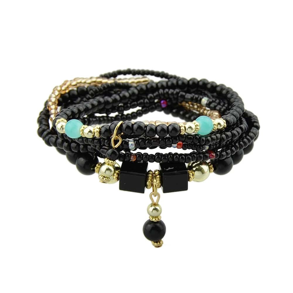 

Black 8Pcs/Set Bohemian Beads Chain Bracelet Set