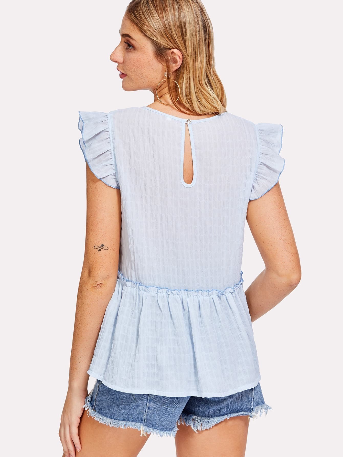 embroidered yoke frilled babydoll top for sale australia| new