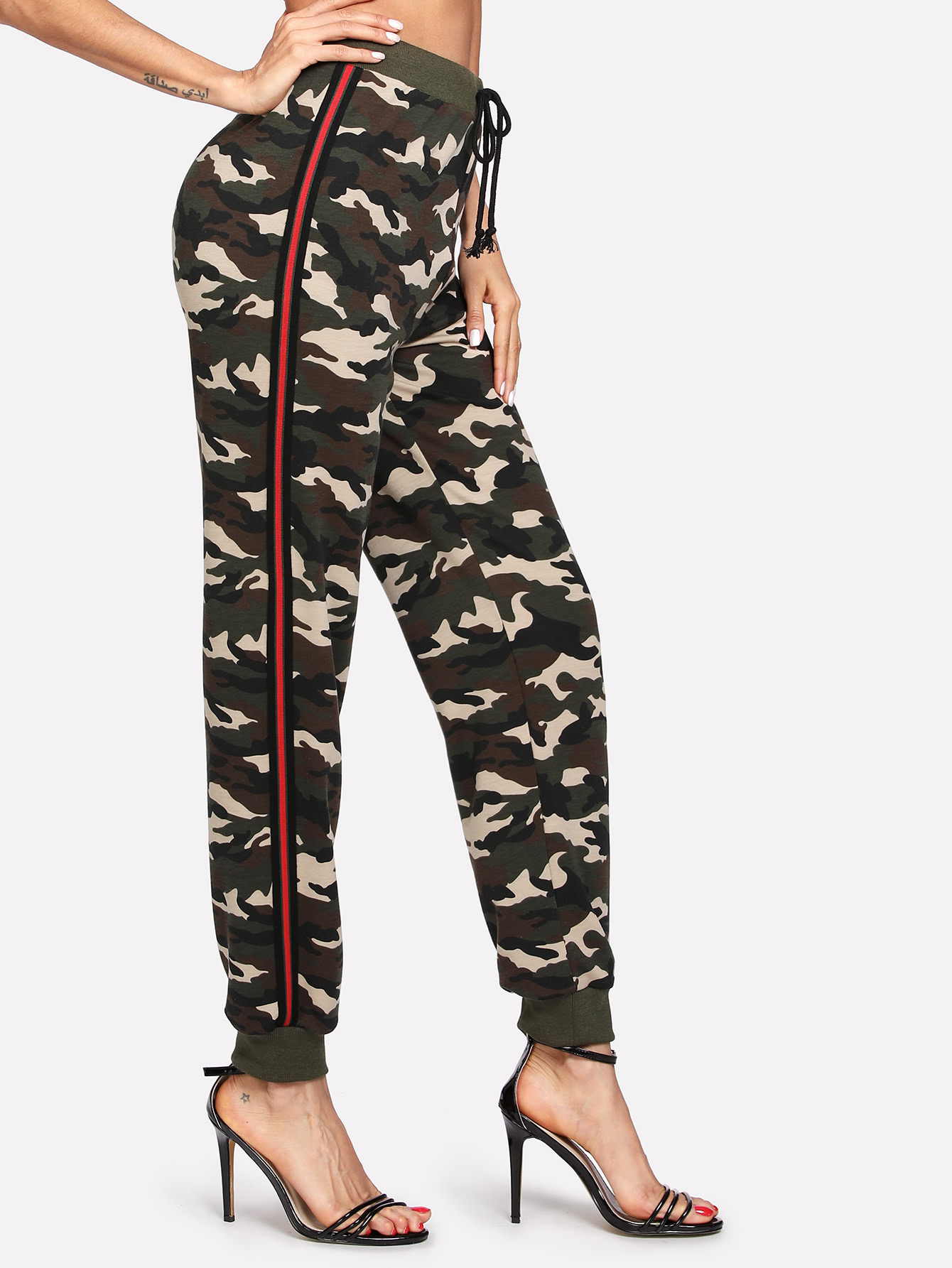 SHEIN Striped Side Camo Pants | SHEIN USA