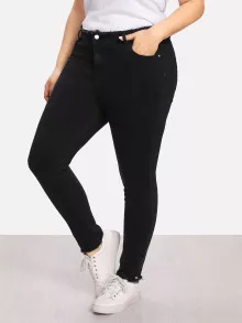 Jeans con bajo deshilachado - Negro - Ver 1