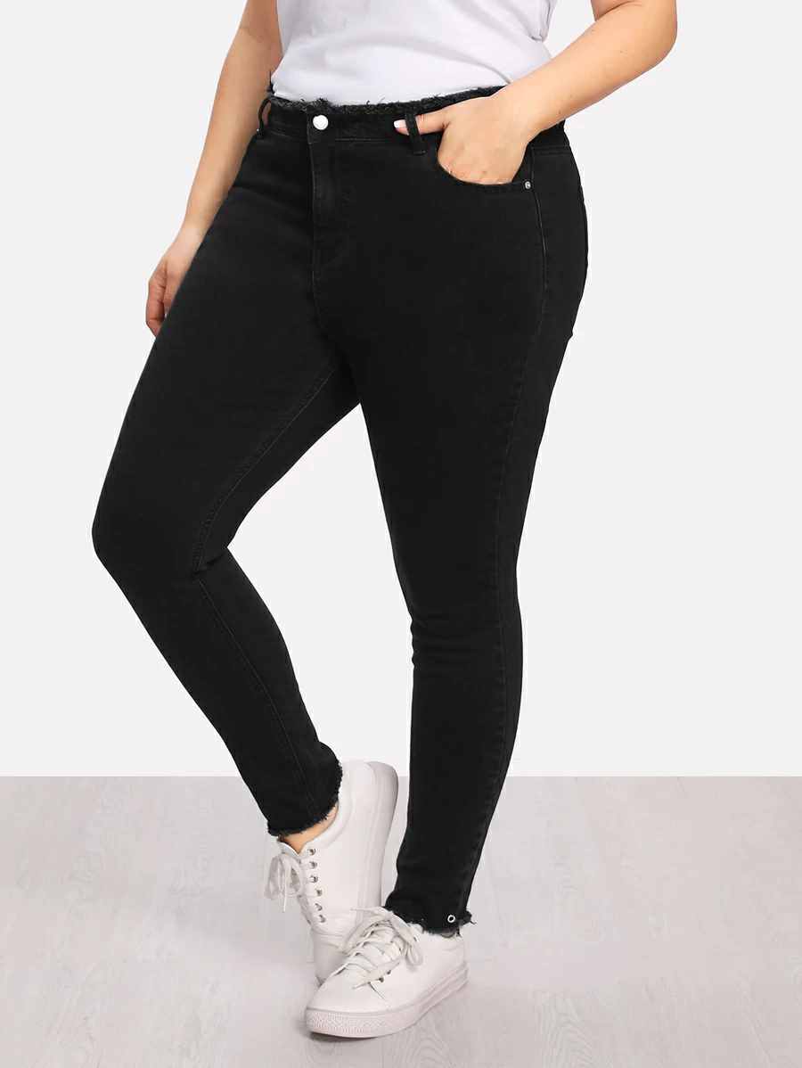 Jeans con bajo deshilachado - Negro - Ver 1