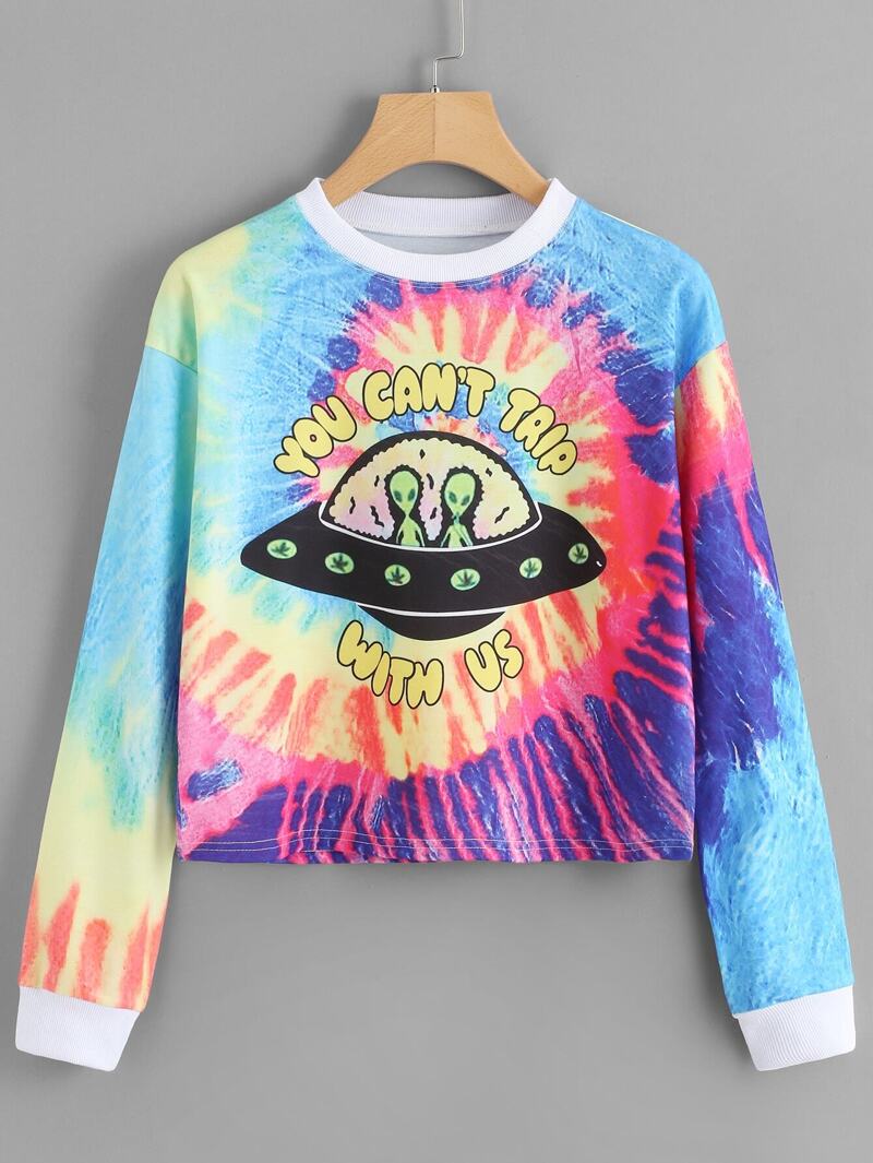 

Alien Print Water Color Sweatshirt, Multicolor