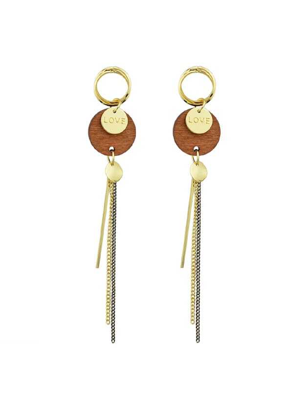 

Brown Vintage Wood Tassel Earrings, Multicolor