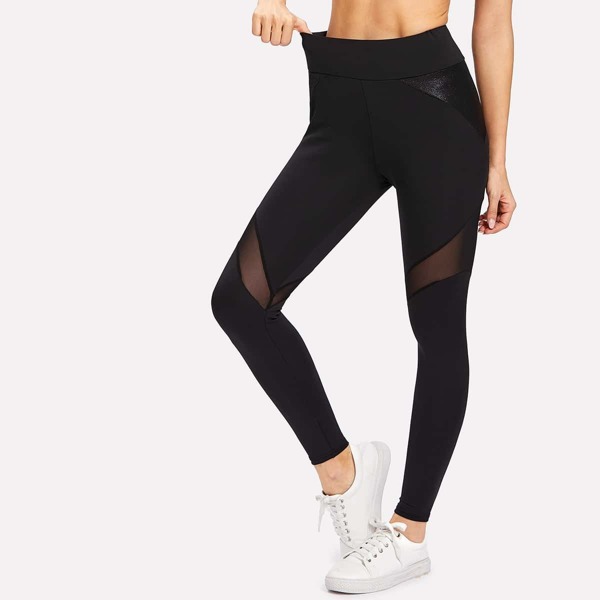 

Active Mesh Insert Leggings, Black