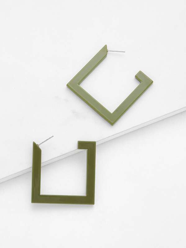 

Geometric Design Drop Earrings 1pair, Green