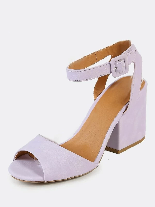 lavender chunky heels