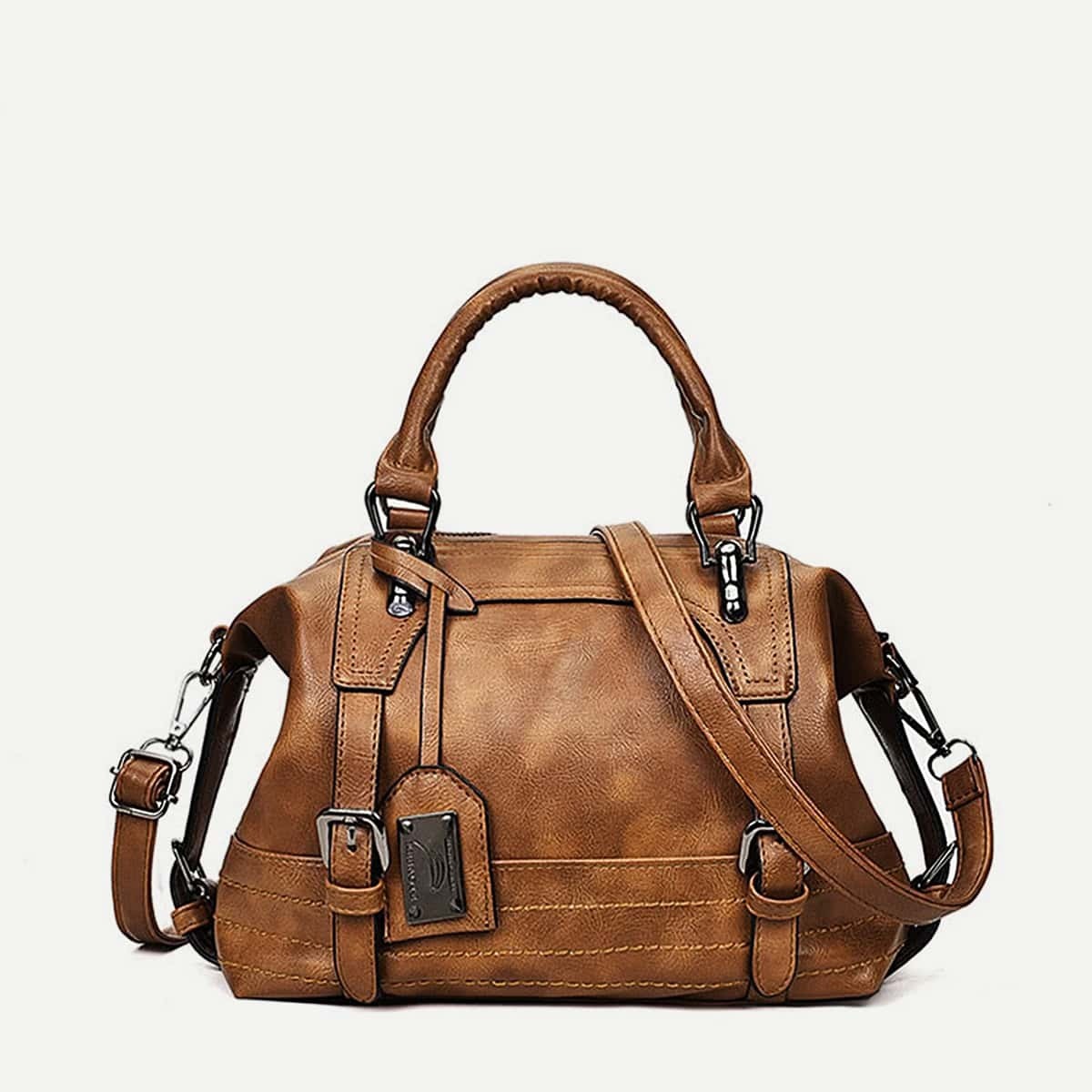 Image of Double Buckle Satchel Bag