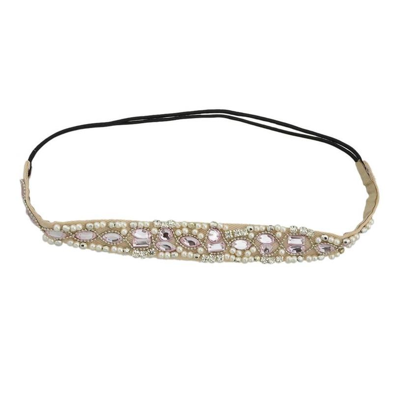 

Pink Pearl Rhinestone Lace Hairband