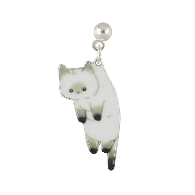 

White 1 Pcs Cute Cat Earring